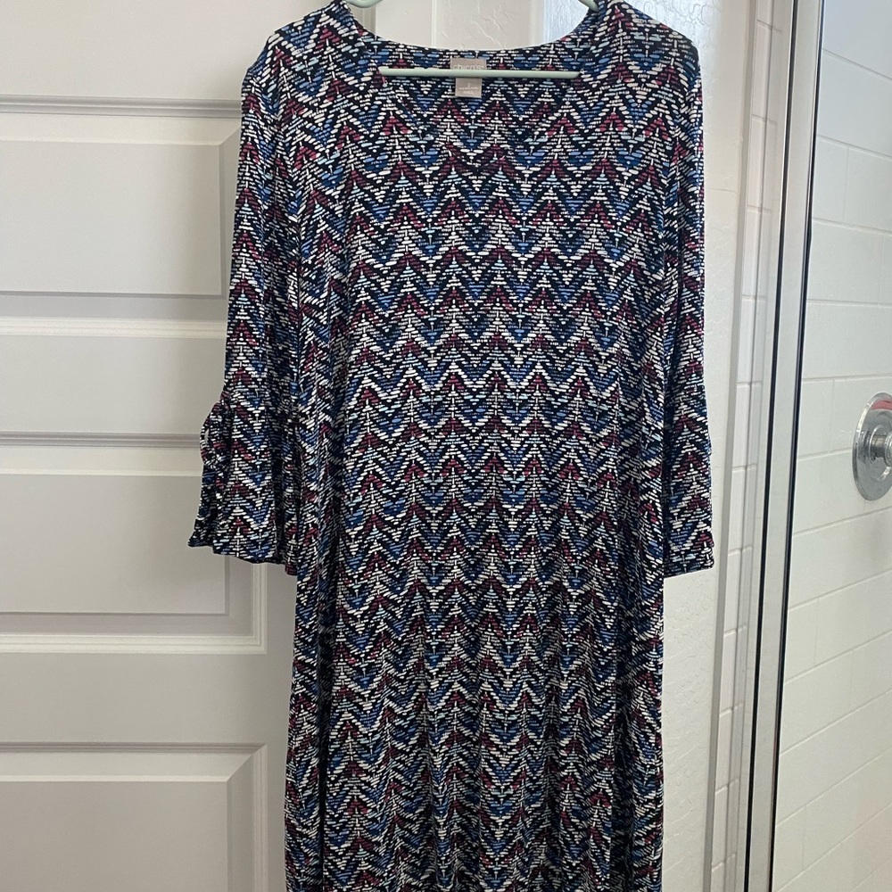CHICOS knit trapeze dress size 2 large